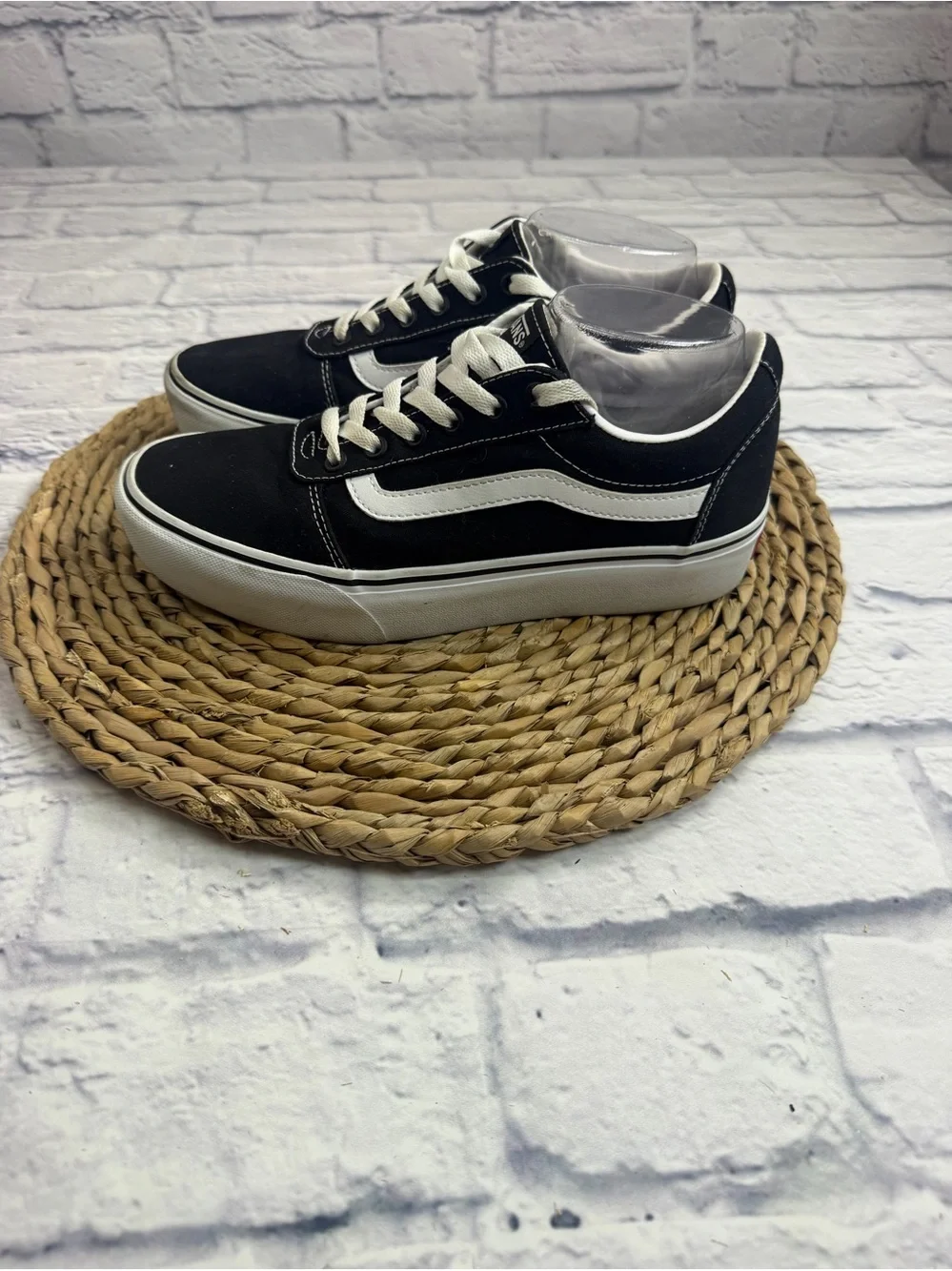Vans Black and White Low-Top Skate Sneakers. Women’s Size 9.